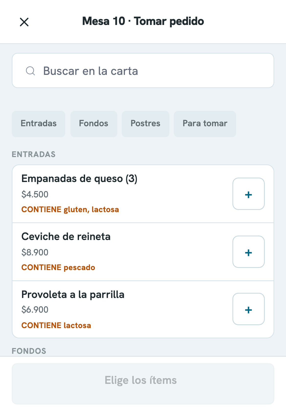 Tomar pedido